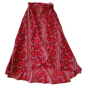 Red Floral Wrap Maxi Skirt 3 for $12 Deal 🛍️